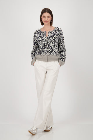 Strickjacke, greige gemustert