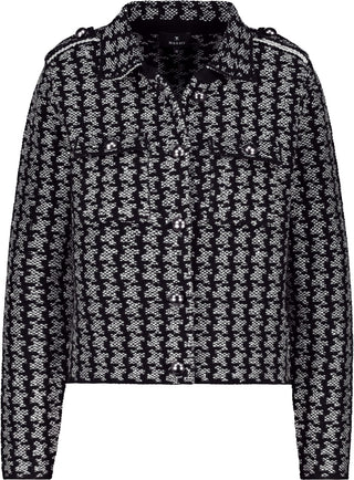 Strickjacke, ash grey melange gemustert