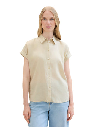 Loose Fit Bluse mit Leinen
