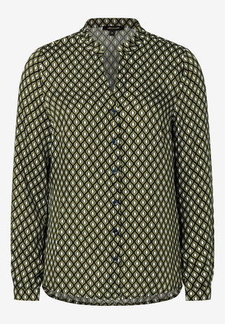 Printbluse  grün/ecru/marine