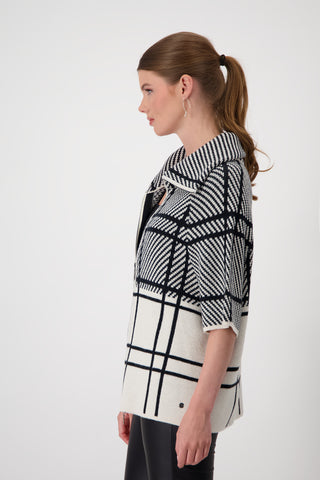 Strickjacke, sandshell gemustert