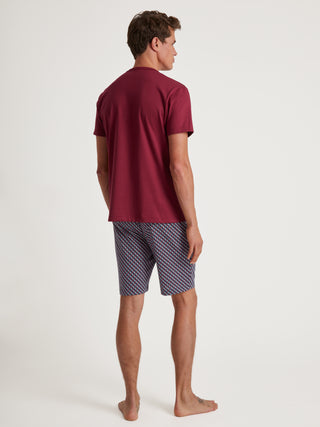 HERREN Pyjama kurz, mars red