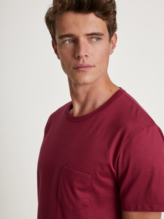 HERREN Pyjama kurz, mars red