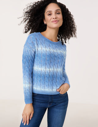 Pullover mit Zopfmuster und Farbverlauf