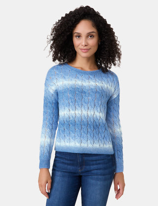 Pullover mit Zopfmuster und Farbverlauf