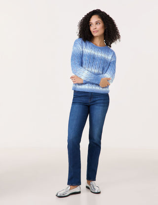 Pullover mit Zopfmuster und Farbverlauf