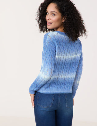 Pullover mit Zopfmuster und Farbverlauf