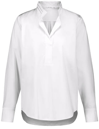 Baumwollbluse mit dekorativem Stehkragen