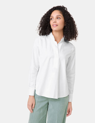 Baumwollbluse mit dekorativem Stehkragen