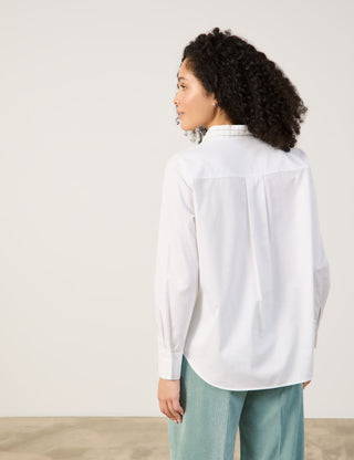 Baumwollbluse mit dekorativem Stehkragen