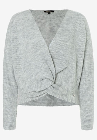 Pullover mit Knotendetail  grau melange  Herbst-Kollektion