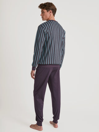 HERREN Pyjama mit Bündchen, plum