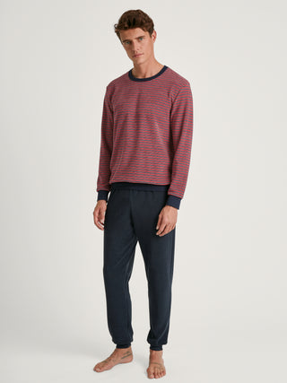 HERREN Pyjama mit Bündchen, ochre red