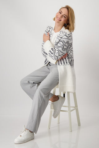 Strickjacke, off-white gemustert