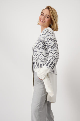 Strickjacke, off-white gemustert