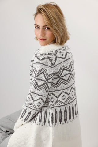 Strickjacke, off-white gemustert