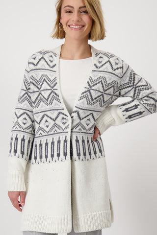Strickjacke, off-white gemustert