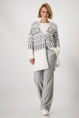 Strickjacke, off-white gemustert