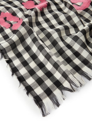 Fil-Coupe Schal aus Baumwollmischung mit Karomuster und Leo-Spots