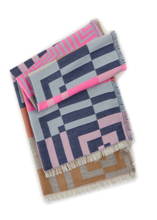 Beidseitig tragbarer Jacquard-Schal mit gewebtem Mustermix