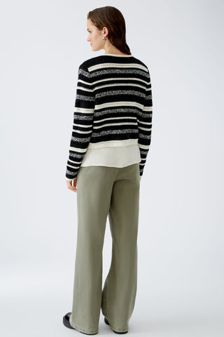 Strickjacke Baumwollmischung mit Glanzgarn