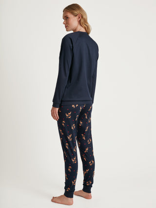 DAMEN Pyjama mit Bündchen, dark sapphire