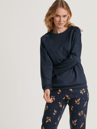 DAMEN Pyjama mit Bündchen, dark sapphire