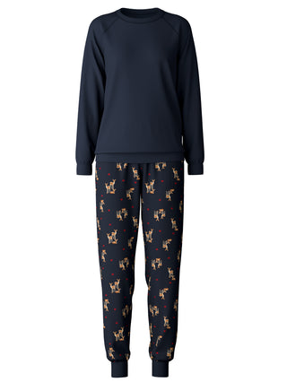 DAMEN Pyjama mit Bündchen, dark sapphire
