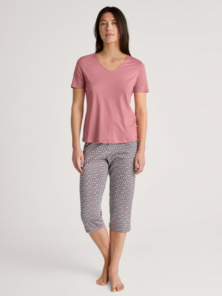 DAMEN Hose 3/4, laurel green print
