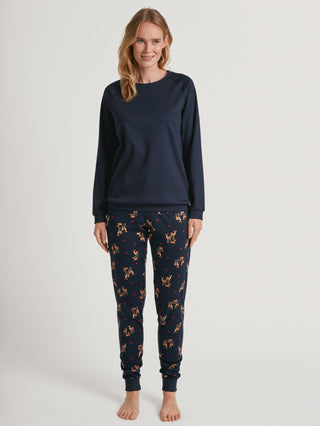 DAMEN Pyjama mit Bündchen, dark sapphire
