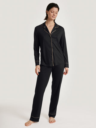 DAMEN Pyjama, schwarz