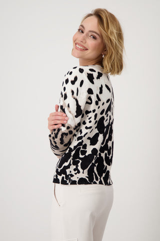 Pullover, creamy beige gemustert