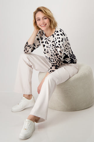 Pullover, creamy beige gemustert