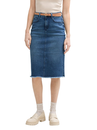 Midi-Jeansrock mit Schlitz
