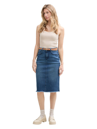 Midi-Jeansrock mit Schlitz