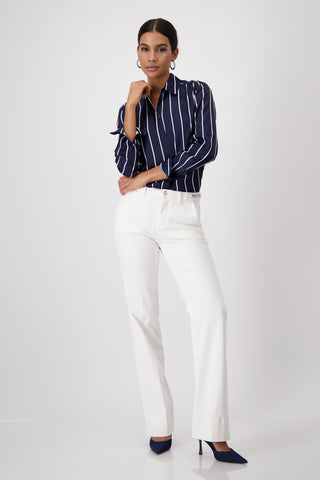 Bluse, deep ocean gemustert