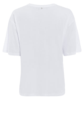 T-Shirt mit Kussmund Print in Metallic-Optik