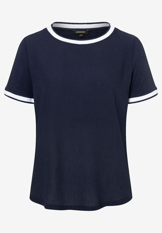Blusenshirt mit Kontrastabschlüssen  marine/weiß  Frühjahrs-Kollektion