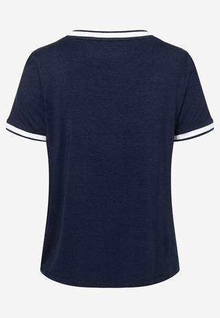Blusenshirt mit Kontrastabschlüssen  marine/weiß  Frühjahrs-Kollektion
