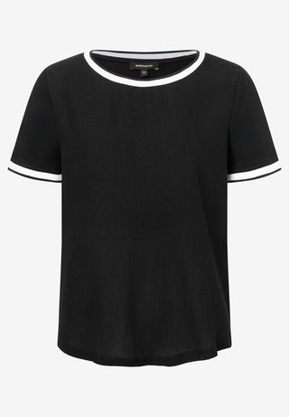 Blusenshirt mit Kontrastabschlüssen  schwarz/weiß  Frühjahrs-Kollektion