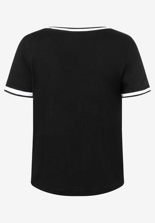 Blusenshirt mit Kontrastabschlüssen  schwarz/weiß  Frühjahrs-Kollektion