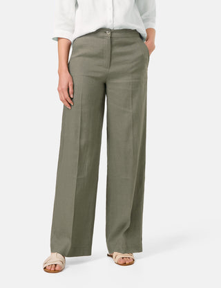 Weite Leinenhose mit Dehnbund