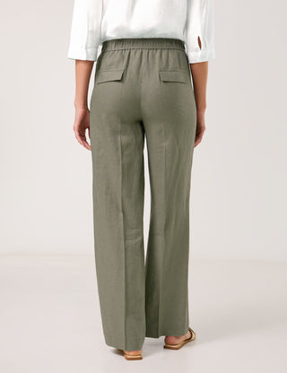 Weite Leinenhose mit Dehnbund
