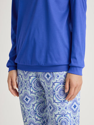 DAMEN Pyjama mit Bündchen, dazzling blue