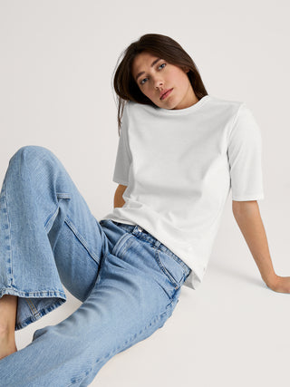 DAMEN Shirt kurzarm, star white