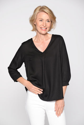 V-Bluse, 3/4 Arm, uni