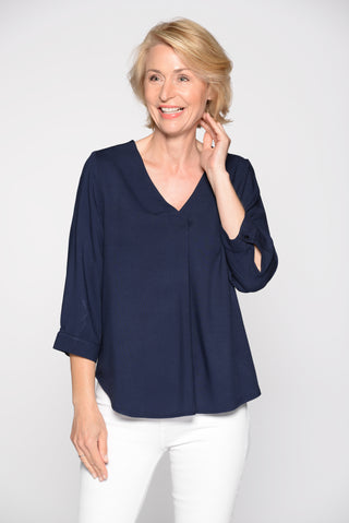 V-Bluse, 3/4 Arm, uni