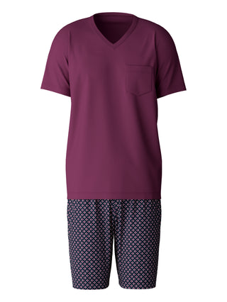 HERREN Pyjama kurz, mulberry red