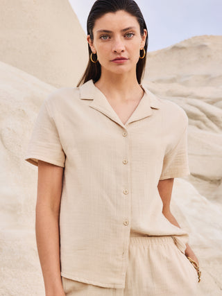 DAMEN Shirt kurzarm, dune beige