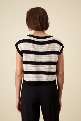 Pullover, schwarz Ringel
